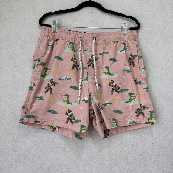 Party Pants Shorts Mens Medium Pink Golf Let's Par-Tee Print Elastic Waist Beach - Picture 1 of 11